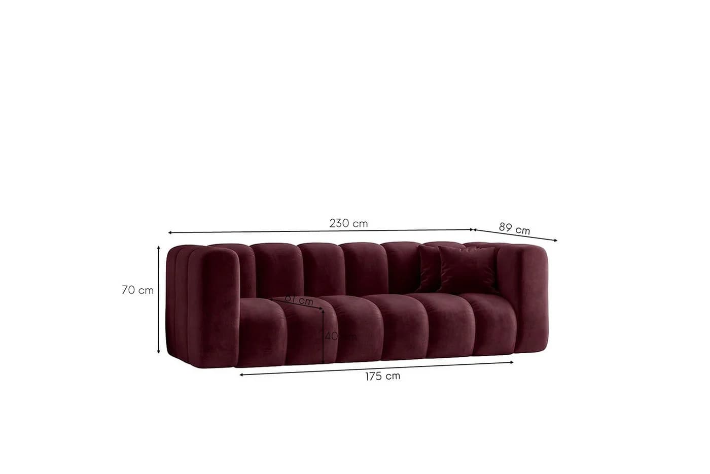 Kaiser Möbel Sofa Modulares 3-Sitzer GRAND Velvet Riviera Rot - Bild 3