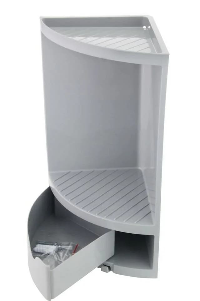Bisk Duschablage LUX mit Schwenkschublade - Weiß, Grau, Schwarz
