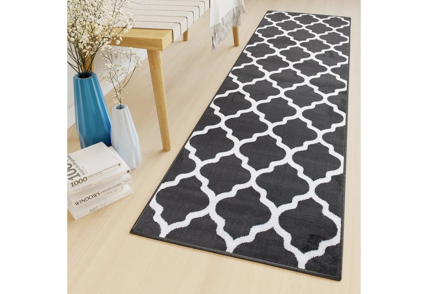 Tapiso Läufer LUXURY Rechteckig Weiss Grau Kurzflor - Bild 2