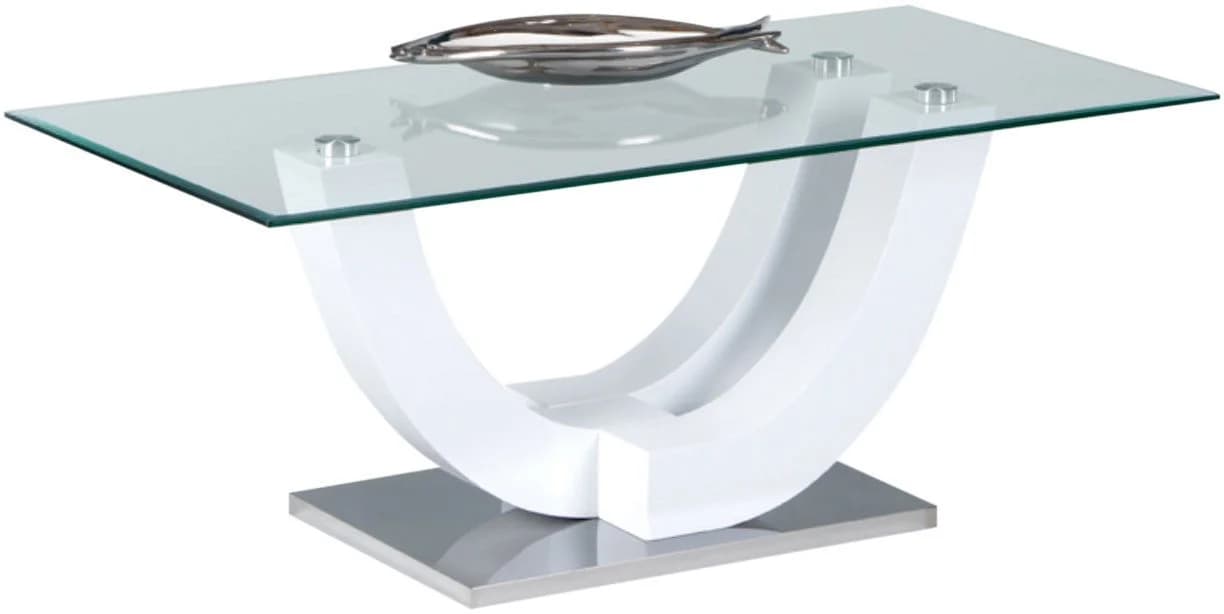 STOLKOM Swing Couchtisch Glas Weiß Edelstahl Modern - Bild 2