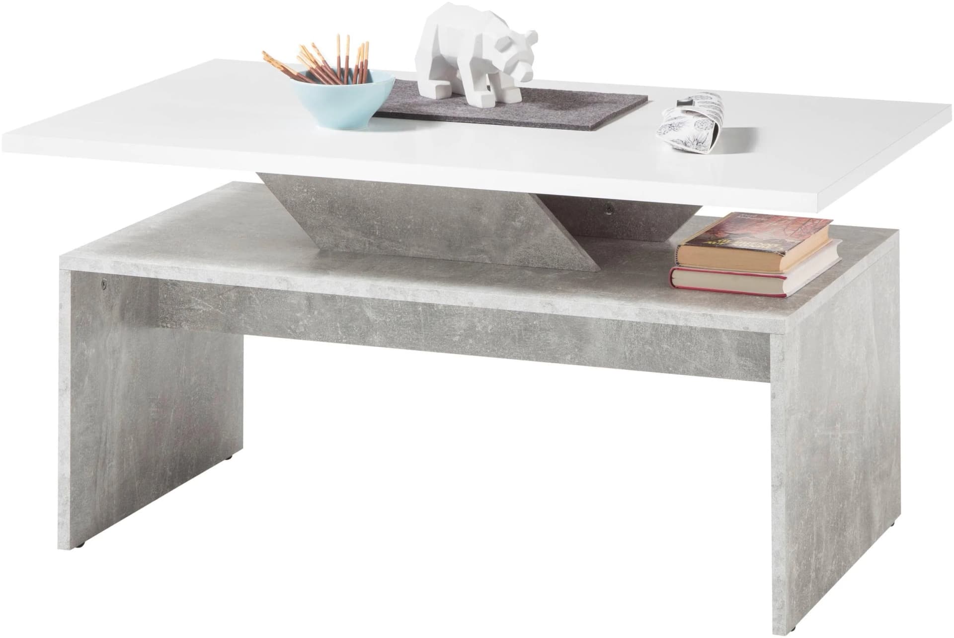 STOLKOM Allegra Couchtisch Weiß Beton Dekor Modern - Bild 4