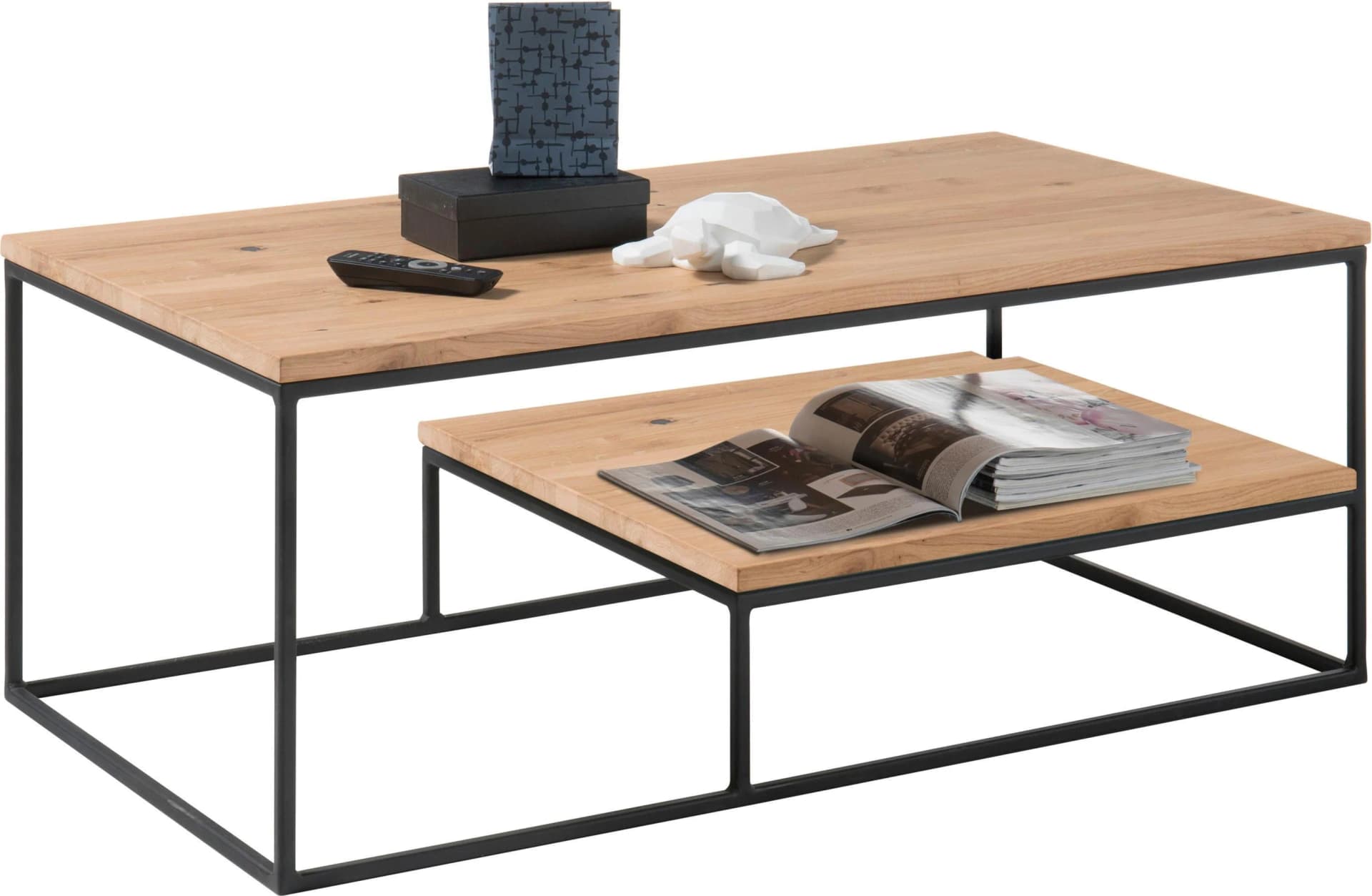 Couchtisch Thore 2 Eiche Massiv Schwarz