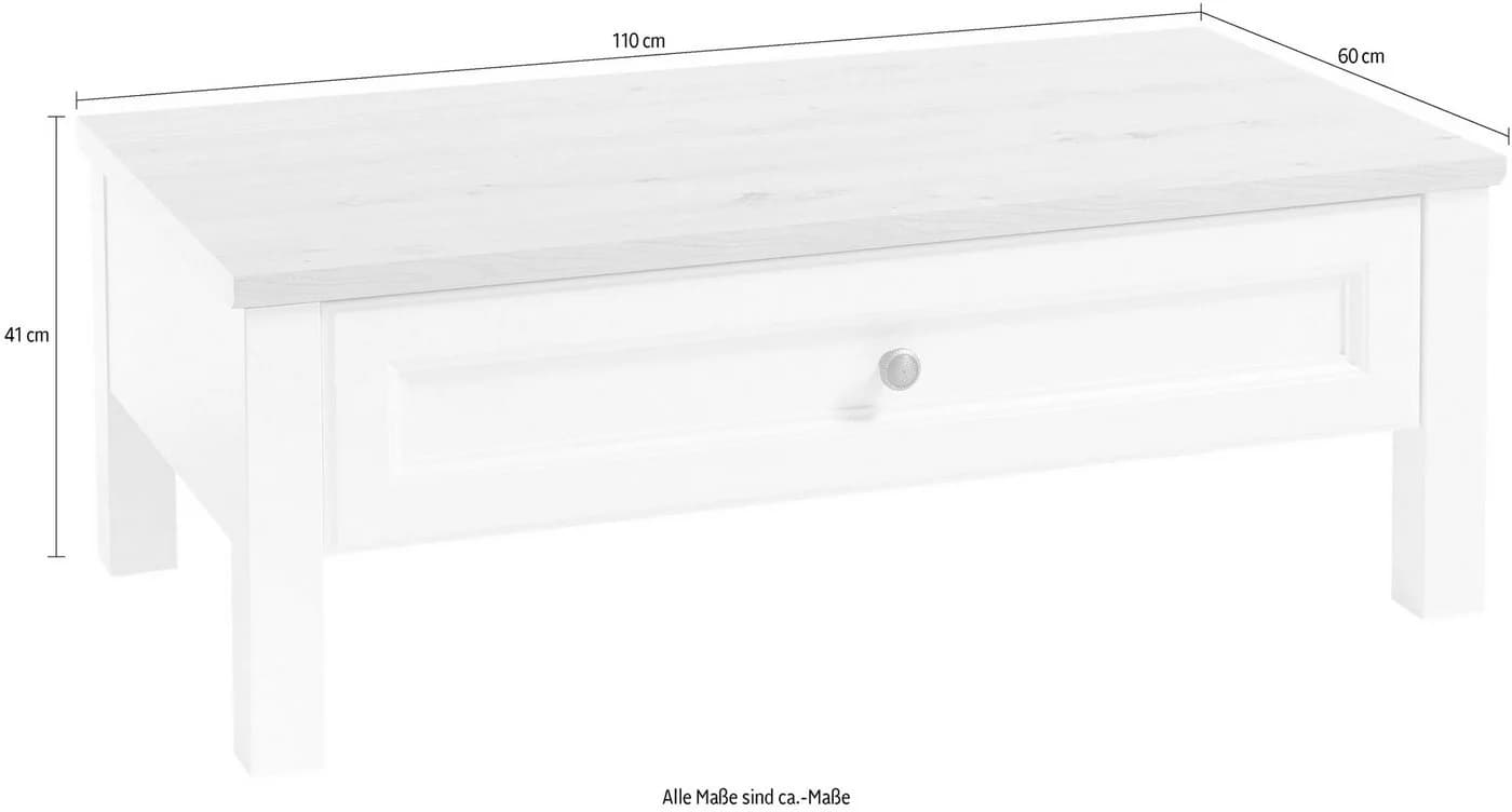 Couchtisch STOLKOM Toskana Weiß Braun Landhausstil 1 Schublade - Bild 5