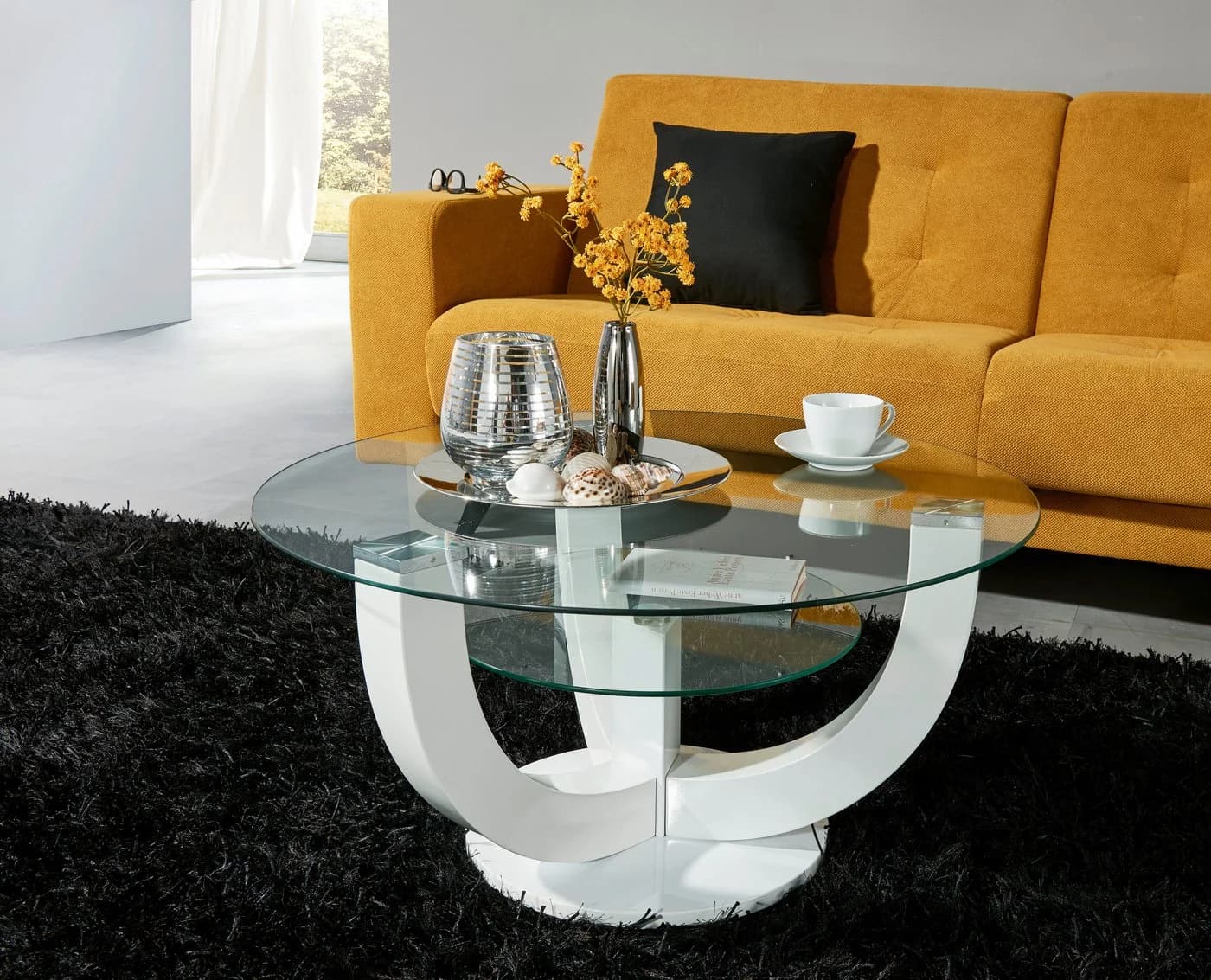 Couchtisch STOLKOM Denver Weiß Glas Hochglanz - Bild 2