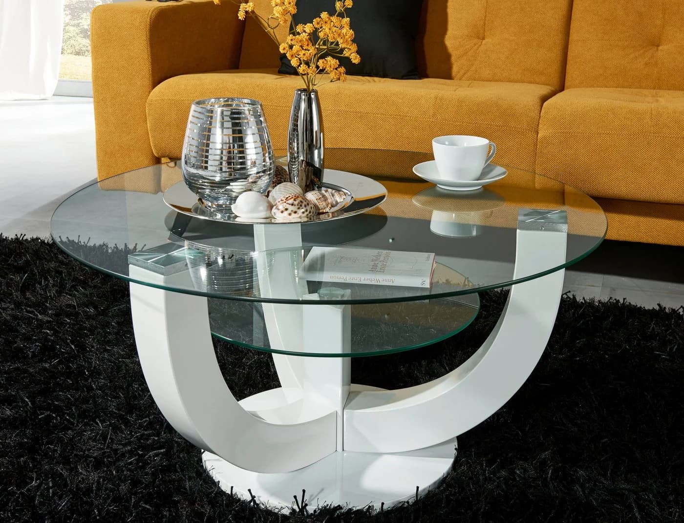 Couchtisch STOLKOM Denver Weiß Glas Hochglanz - Bild 3