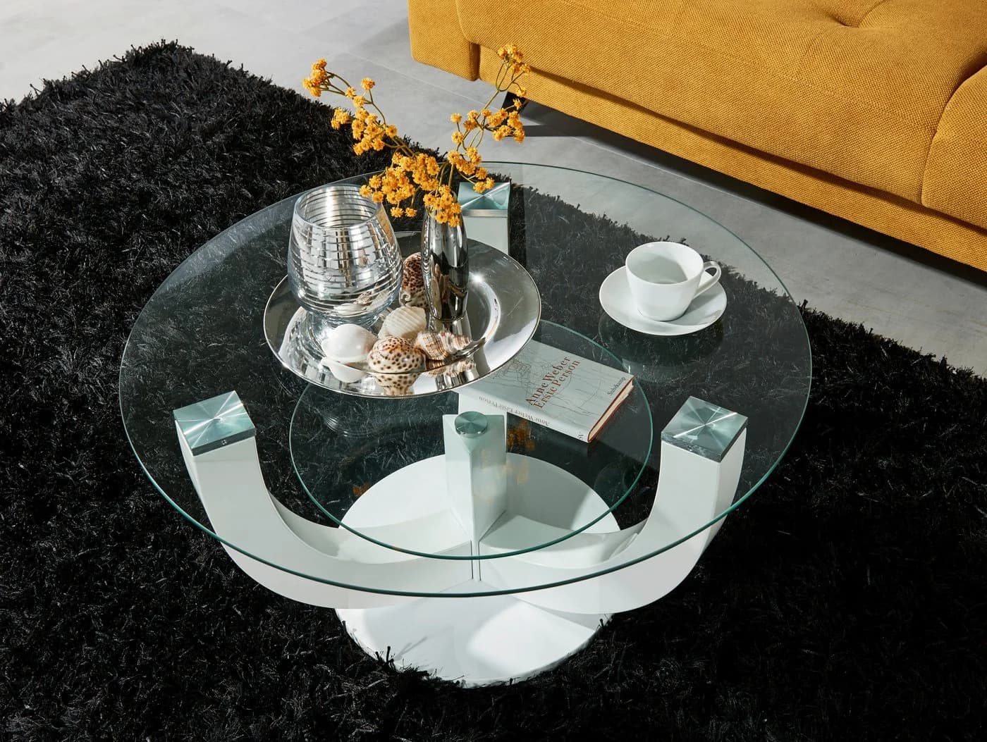 Couchtisch STOLKOM Denver Weiß Glas Hochglanz - Bild 4