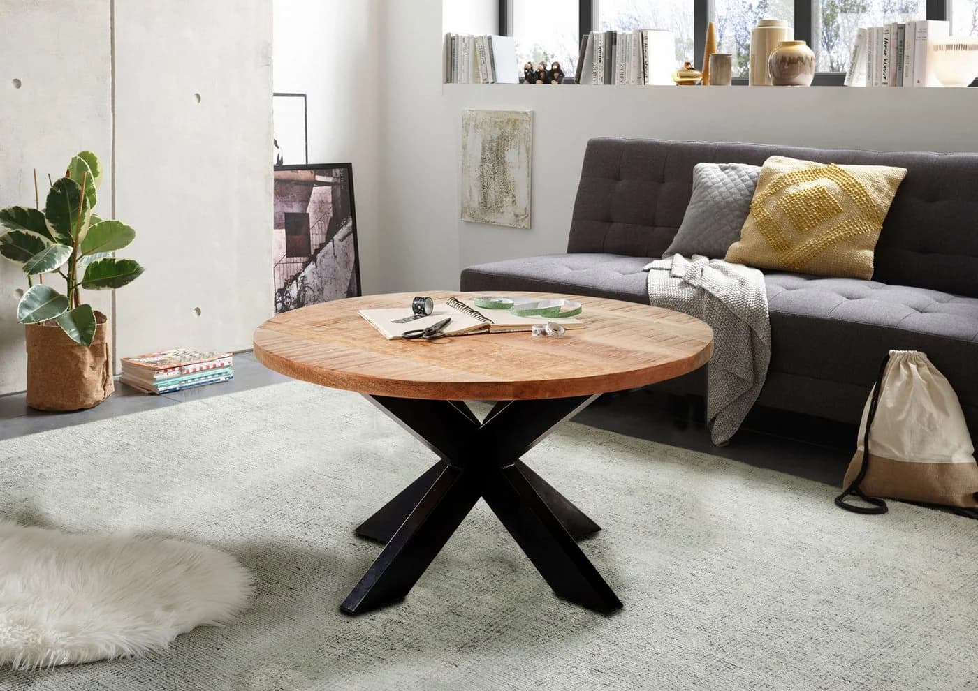 Livetastic Couchtisch STOLKOM Ace Mangoholz Schwarz Industrial - Bild 4