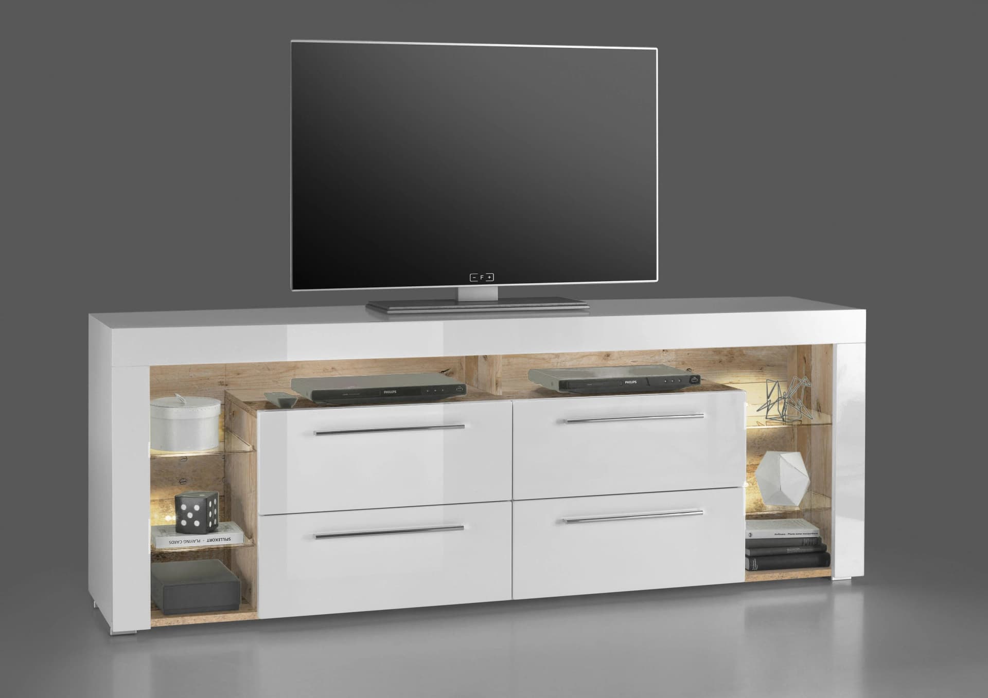 TV-Schrank STOLKOM Goal weiß mit LED-Beleuchtung