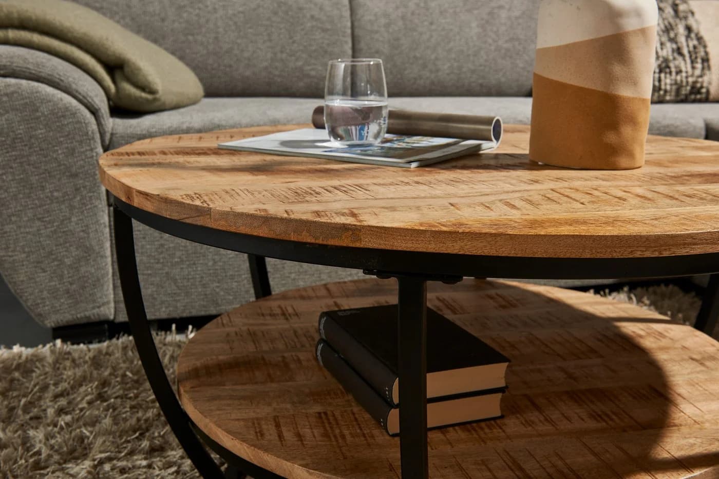 Couchtisch STOLKOM Jambi Mango Schwarz Rund Massivholz - Bild 2