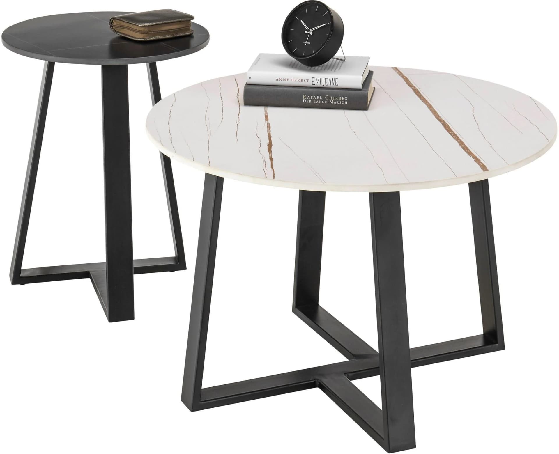 Couchtisch STOLKOM Jason Schwarz/Weiß Keramik 2er Set