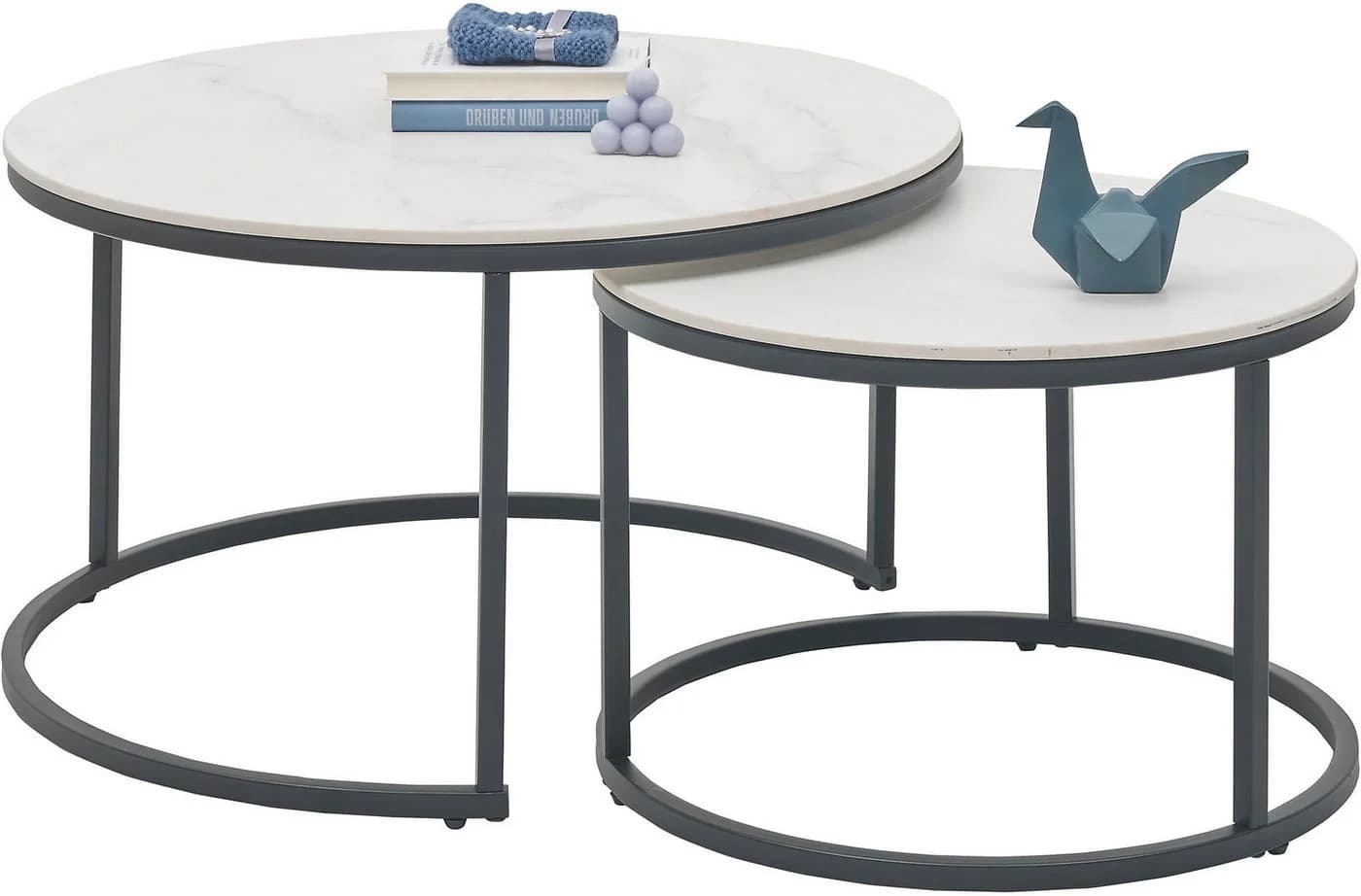 STOLKOM Gino Couchtisch 2er Set Keramik Schwarz-Weiß - Bild 3