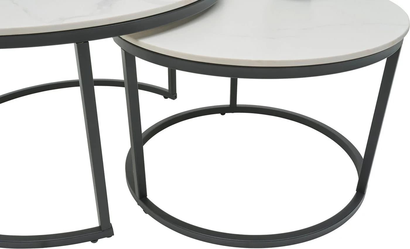 STOLKOM Gino Couchtisch 2er Set Keramik Schwarz-Weiß - Bild 4