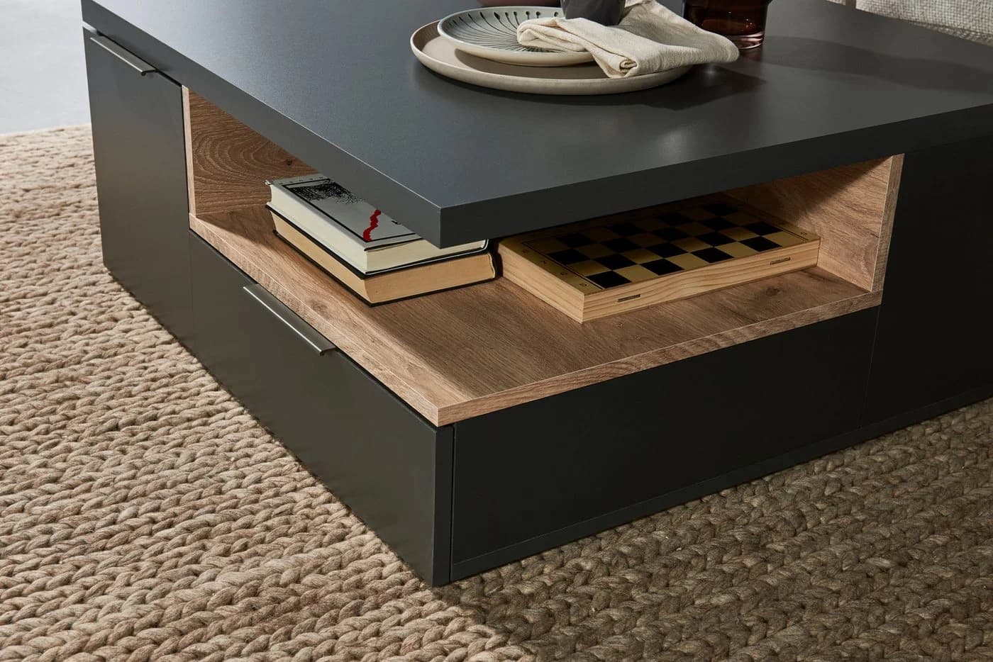 Mid.you Couchtisch Grau Quadratisch mit Schubladen - Bild 5