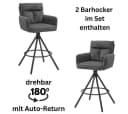 Barhocker STOLKOM Sofia Grau Schwarz 2er Set Drehbar Bild 2