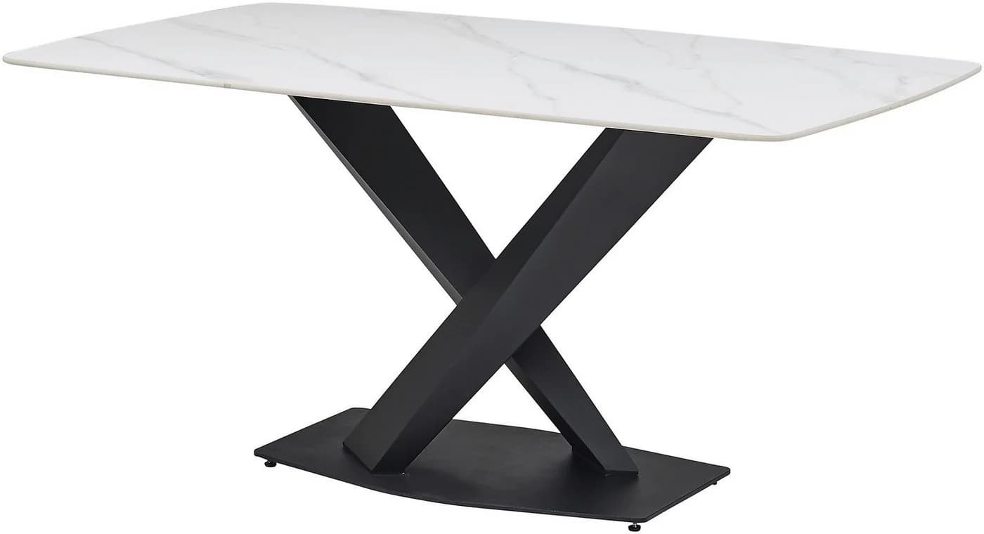 STOLKOM Ventura Esstisch Keramik Weiß/Schwarz Modern