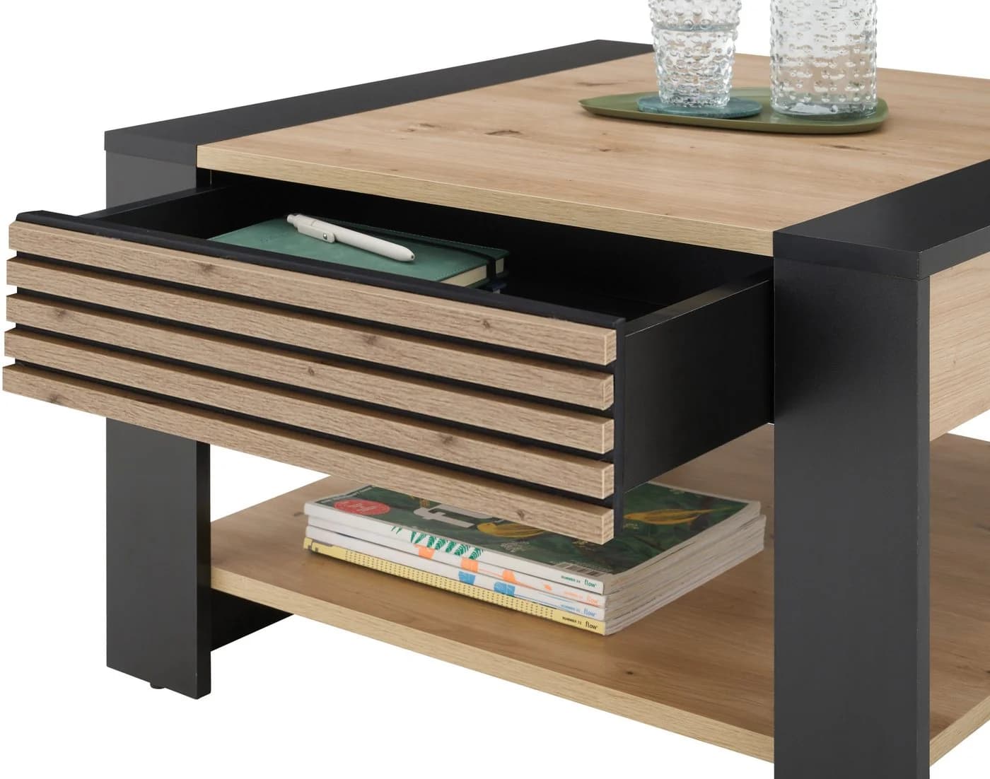 Livetastic Couchtisch Schwarz Eiche Artisan Holzwerkstoff - Bild 5