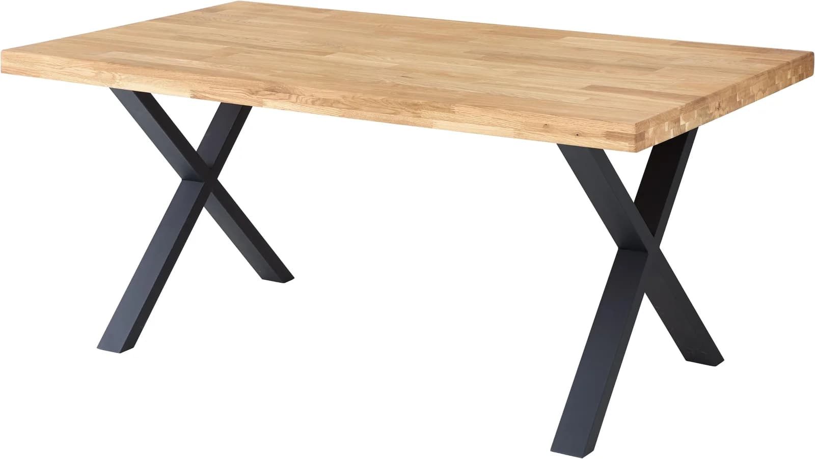 Stolkom Chris Esstisch Eiche Massivholz mit Metall X-Gestell - Bild 2