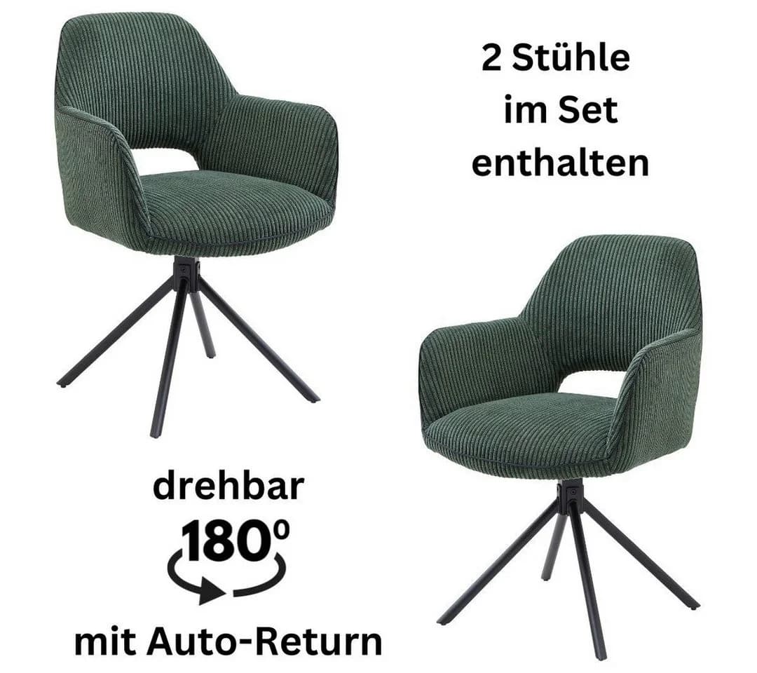Armlehnstuhl Adrina Grün/schwarz Drehfunktion - Bild 3