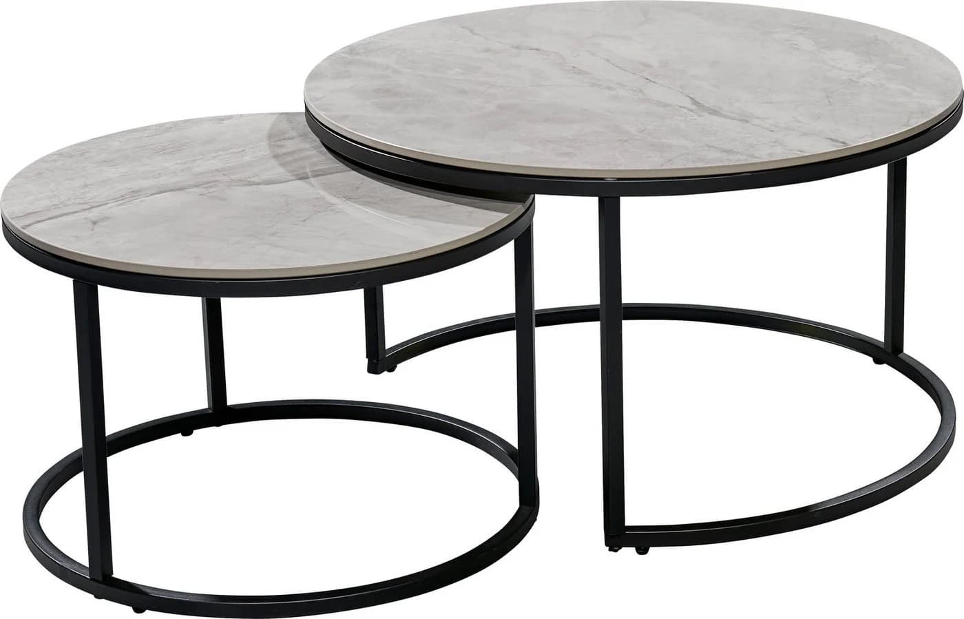 Couchtisch STOLKOM grau marmoriert schwarz matt PVC Holzoptik - Bild 2