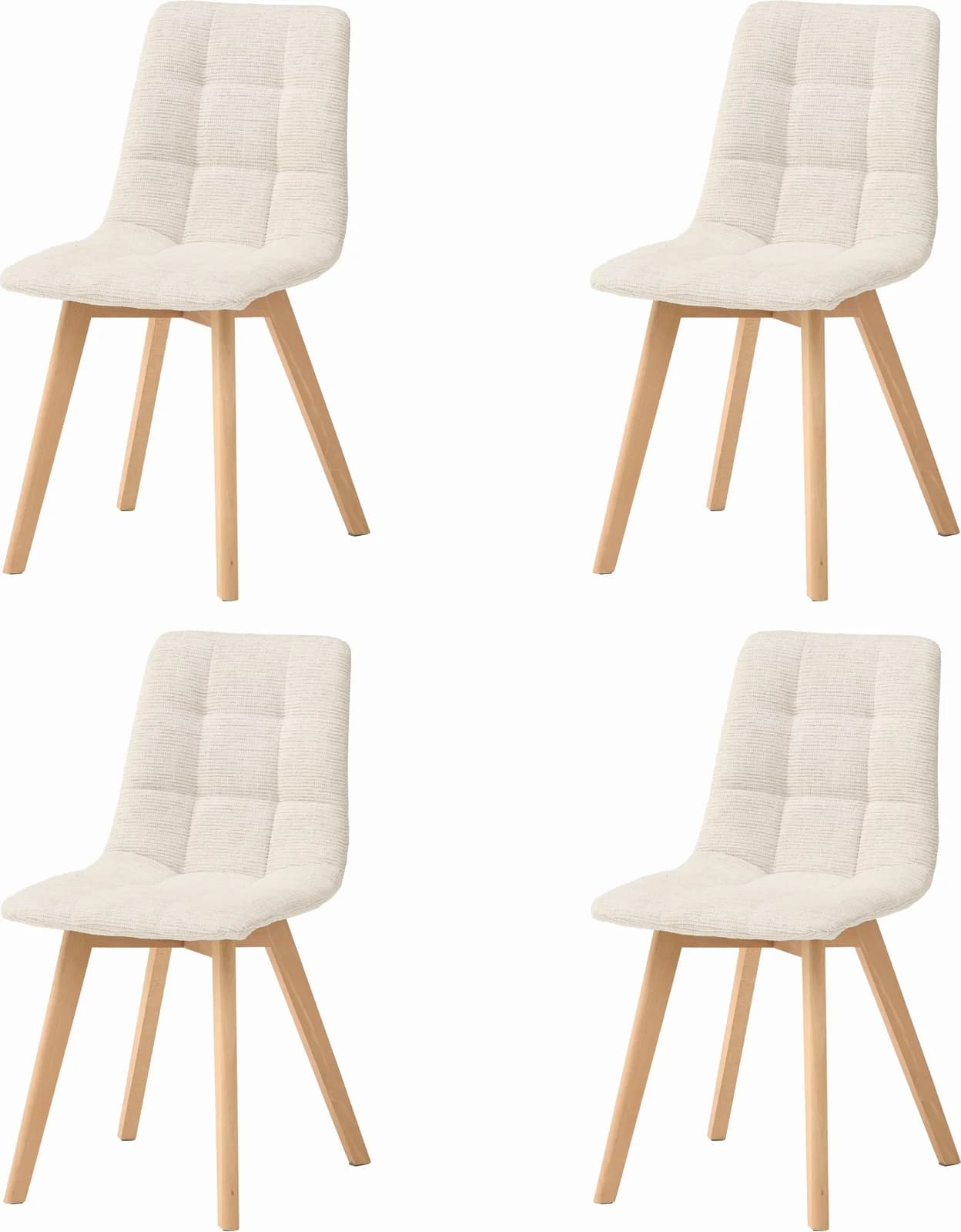 STOLKOM 4-Fußstuhl Massivholz Buche Beige Polyester