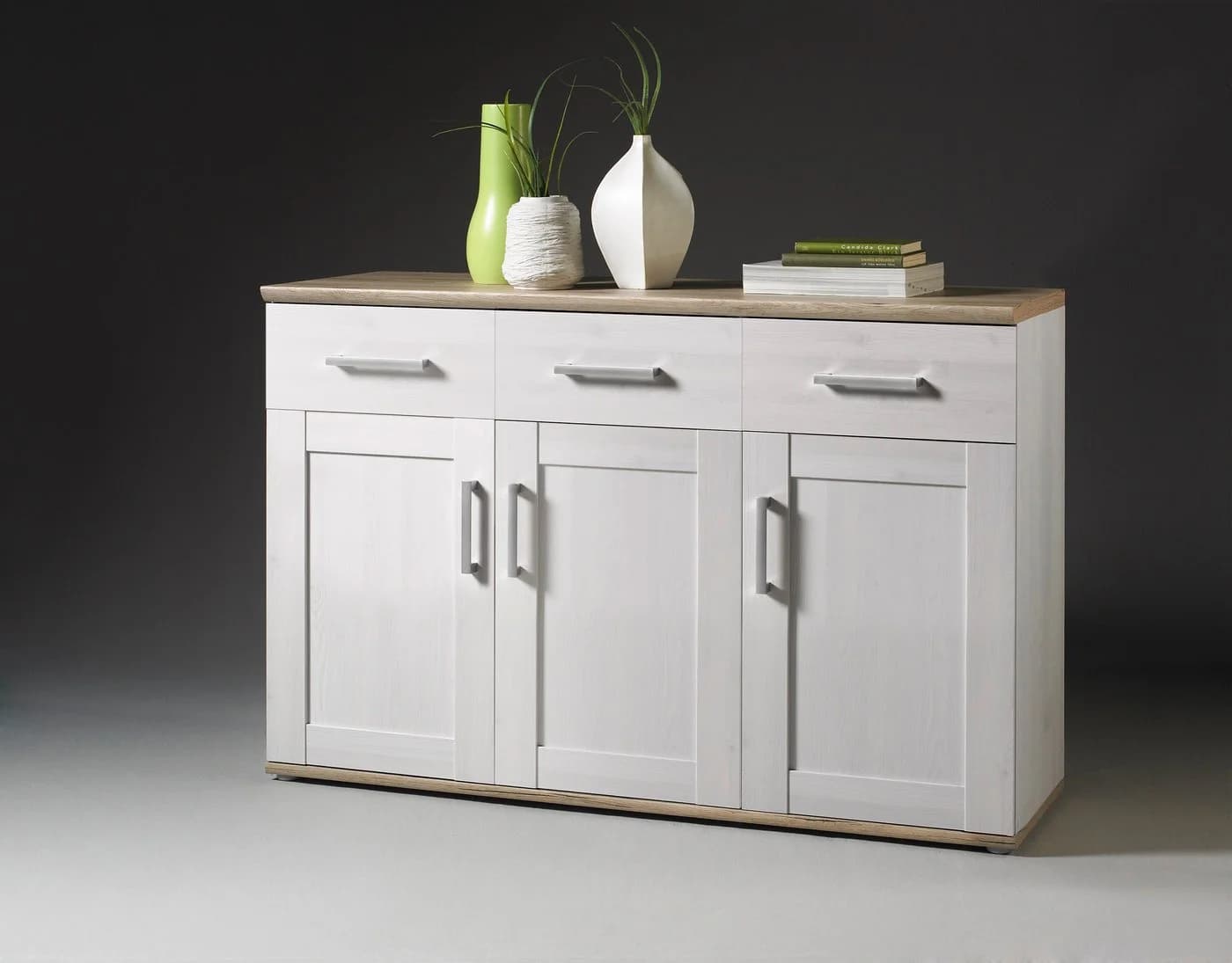 Xora Sideboard Weiß Lärche 3 Türen 3 Schubladen - Bild 2