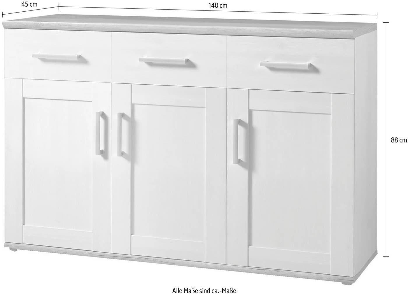 Xora Sideboard Weiß Lärche 3 Türen 3 Schubladen - Bild 4