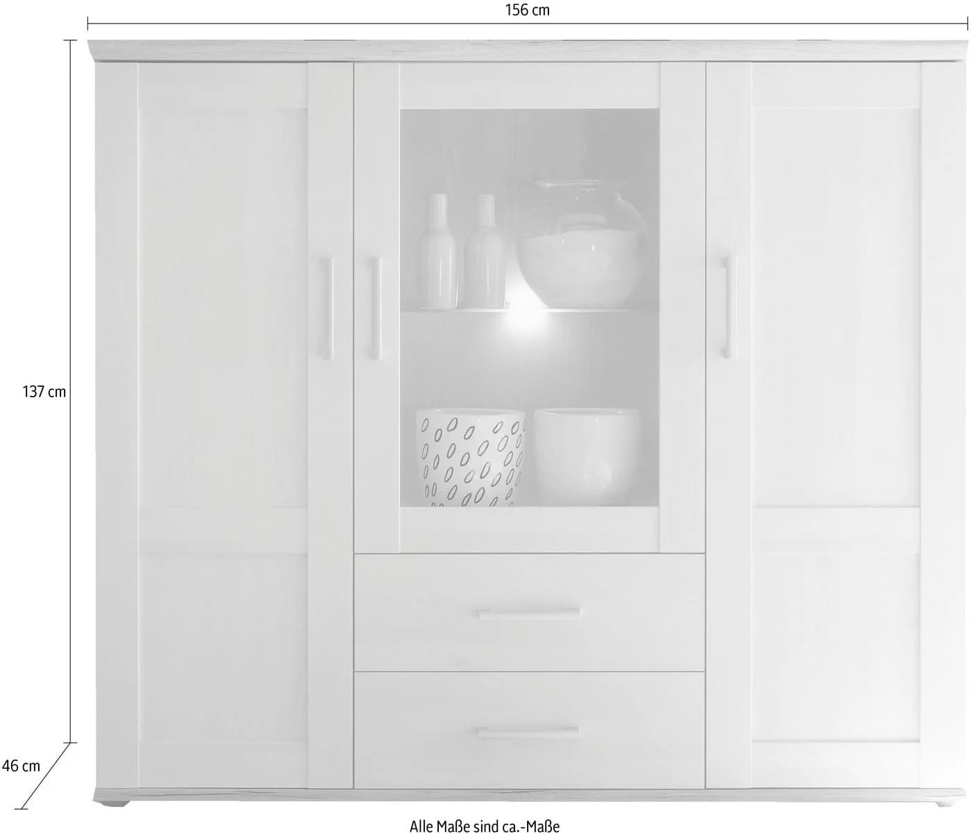 HBZ-MEBLE Highboard Romance Landhausstil mit LED-Beleuchtung Weiß - Bild 5