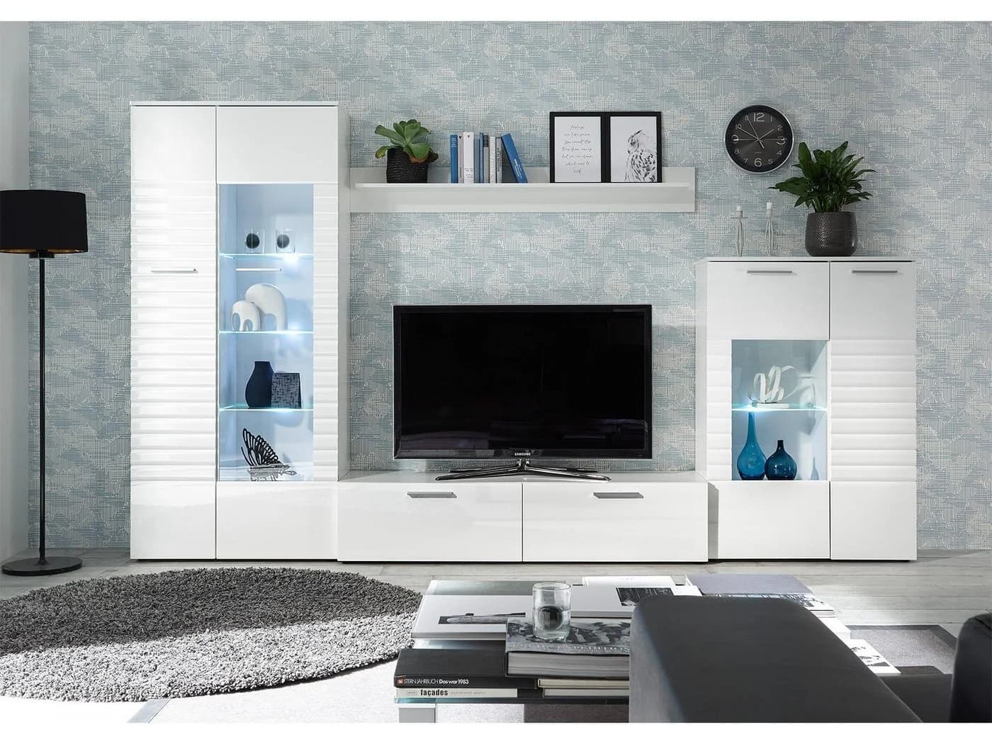 HBZ Wohnwand 4-teilig Weiß mit LED-Beleuchtung - Bild 3