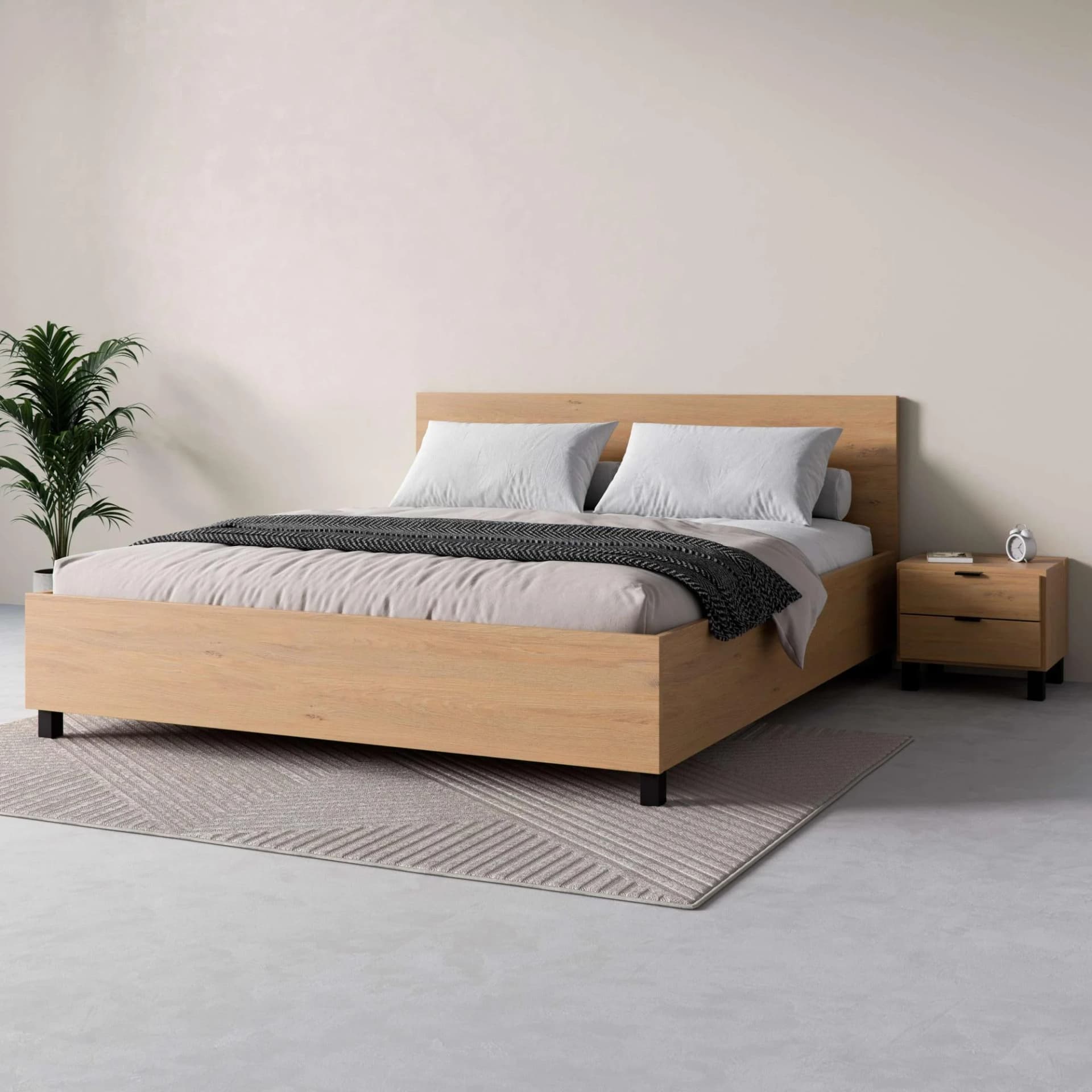 Bett VOX SIMPLE mit Bettkasten - Eiche, 185x204,4x119,6 cm