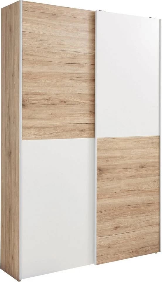 SCHLAFKONTOR Schwebetürenschrank Heimo Weiß Eiche 125x196x38 cm - Bild 2