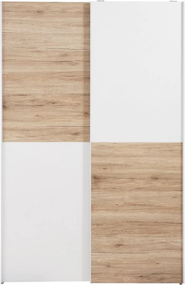 SCHLAFKONTOR Schwebetürenschrank Heimo Weiß Eiche 125x196x38 cm - Bild 3
