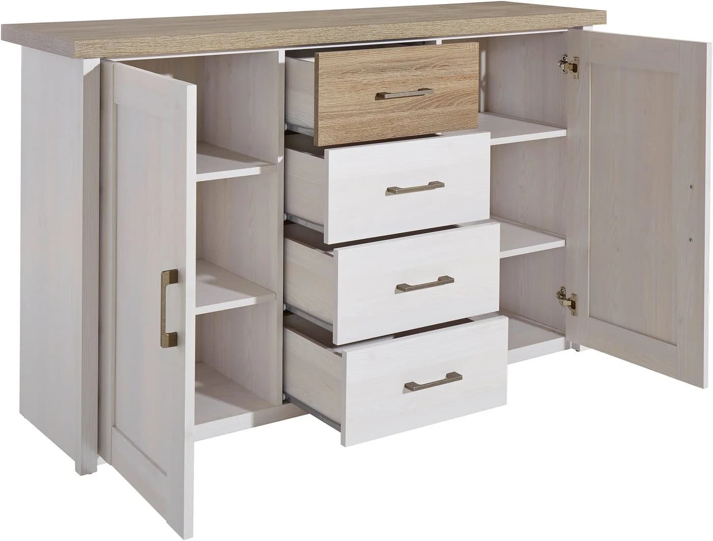 Schlafkontor Kombikommode Luca Landhaus Weiß/Braun - Bild 4