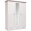 Carryhome Kleiderschrank Luca Landhaus Design Weiß 3 Türen 3 Schubladen Bild 4