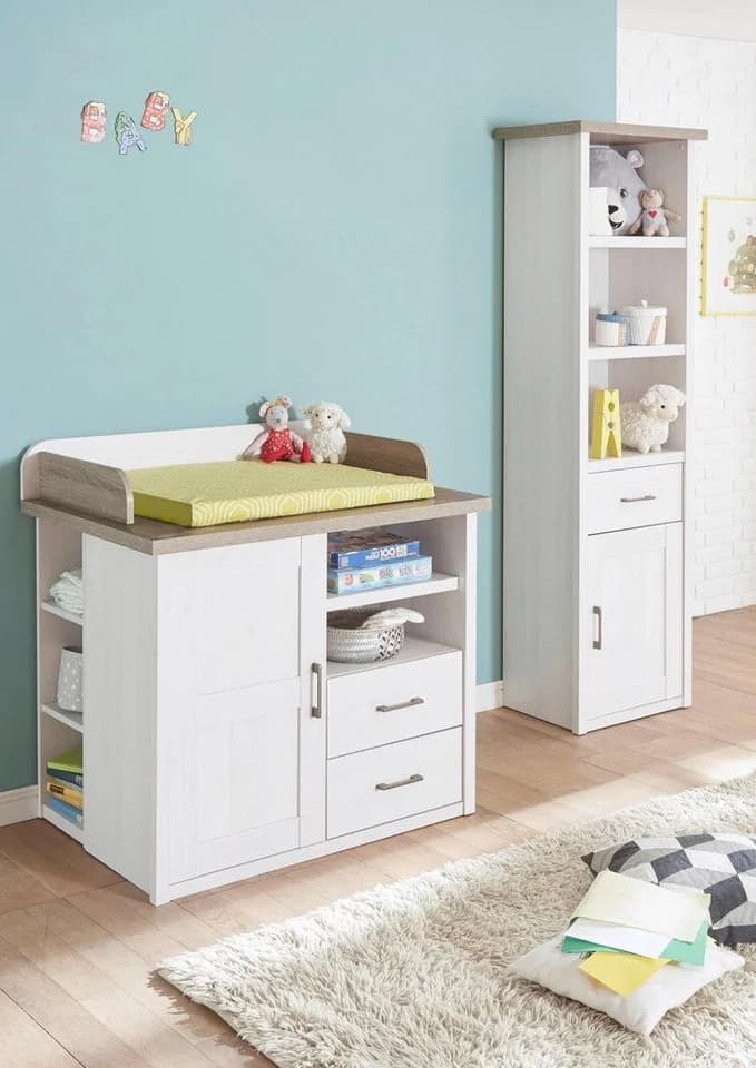 Carryhome Standregal Weiß Trüffeleiche 3 Fächer 1 Schublade - Bild 5