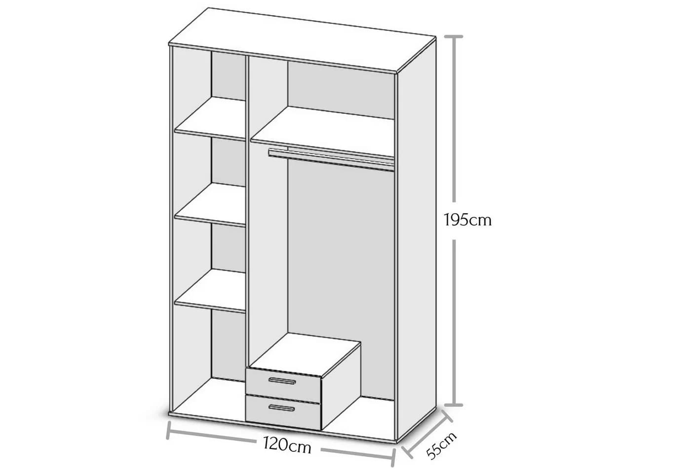Boxxx Kleiderschrank Weiß 3-türig mit Schubladen - Bild 5