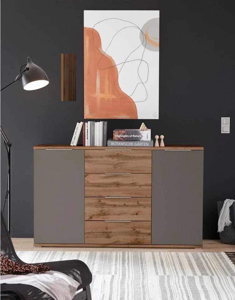 SCHLAFKONTOR Capri Kombikommode grau wildeichefarben mit Softclose - Bild 3