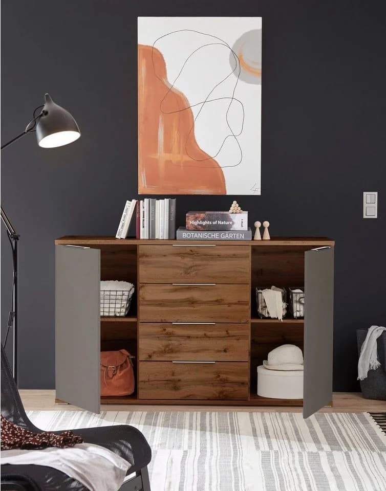 SCHLAFKONTOR Capri Kombikommode grau wildeichefarben mit Softclose - Bild 4