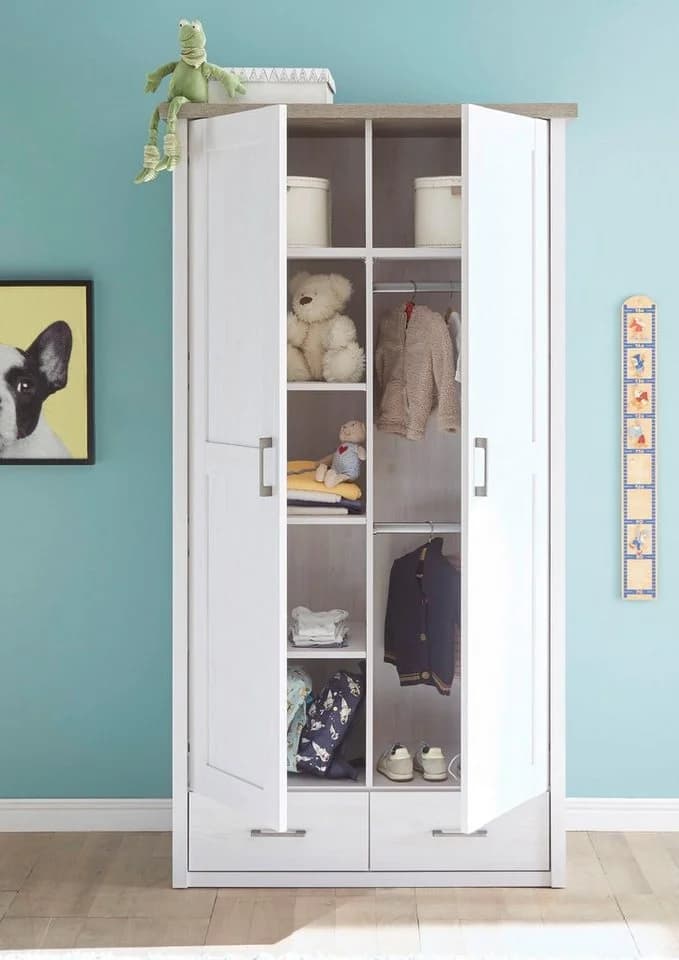 Begabino Babykleiderschrank Luca Weiß 2 Türen 2 Schubladen - Bild 4