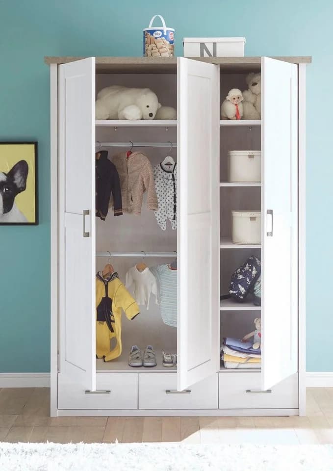 Begabino Babykleiderschrank Luca Weiß 3 Türen 3 Schubladen - Bild 4