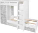 Hochbett BEGABINO MAXI Weiß/Betonfarben mit Kleiderschrank und Regalen Bild 3