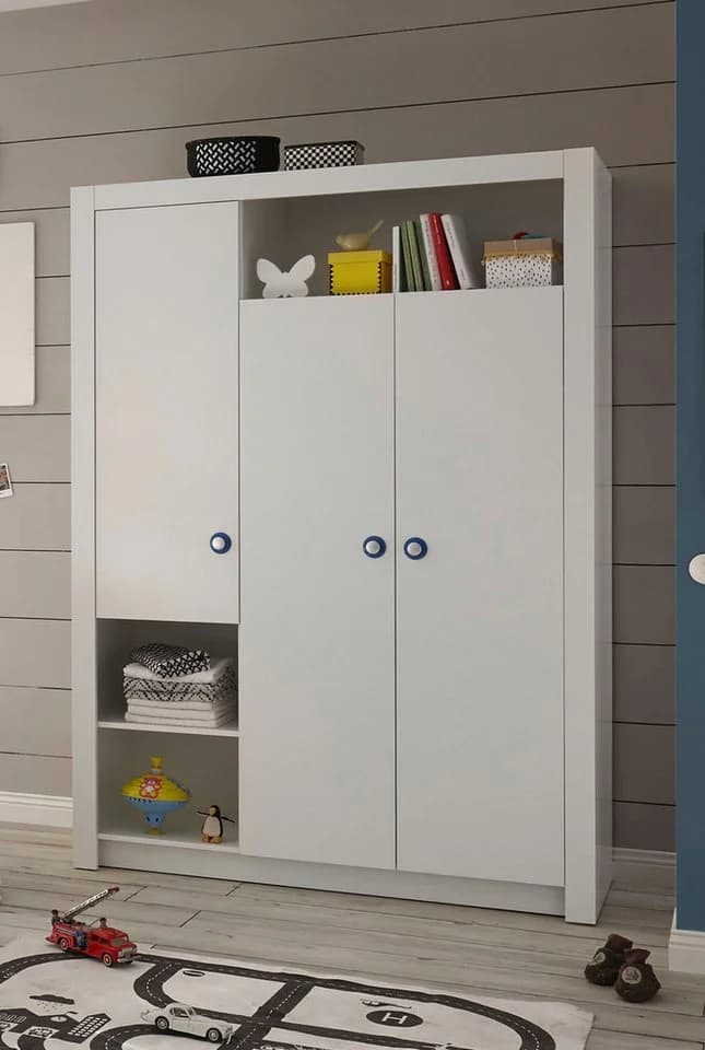 BEGABINO Paula Kleiderschrank Weiß 3-türig Kinderzimmer