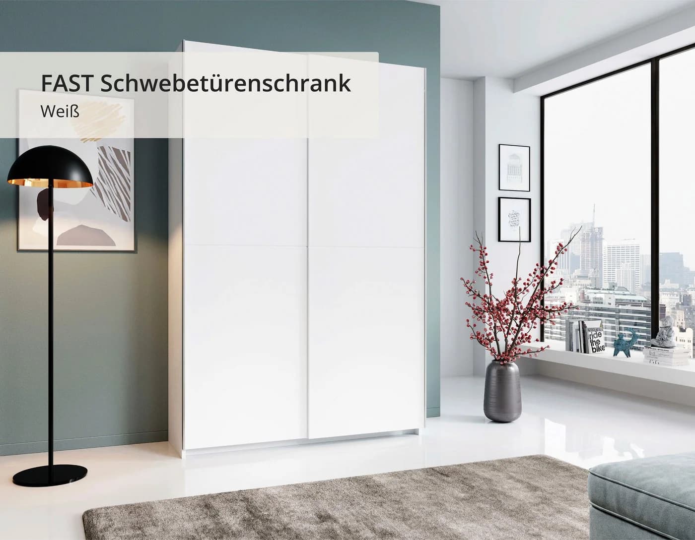 Schlafkontor Schwebetürenschrank Weiß 2-türig Holzwerkstoff