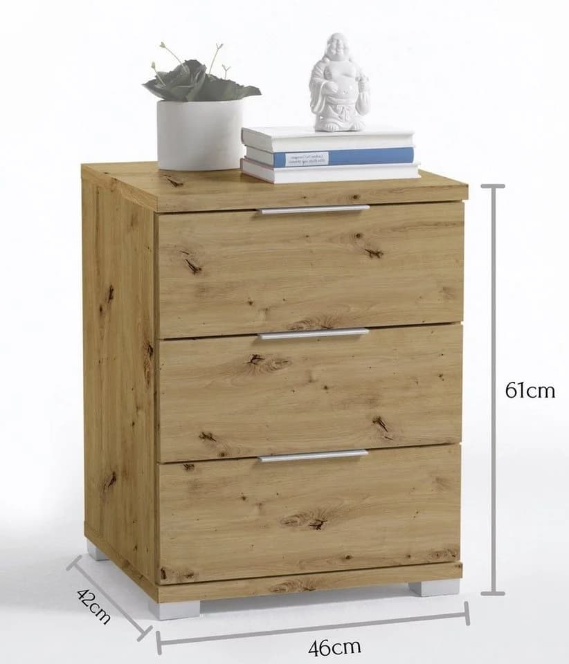 Pol-Power Nachttisch NAKO Braun 3 Schubladen Eiche Dekor - Bild 3