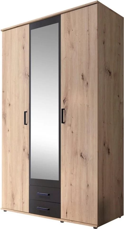 SCHLAFKONTOR Drehtürenschrank Artisan Eiche Anthrazit 3-Türer - Bild 2