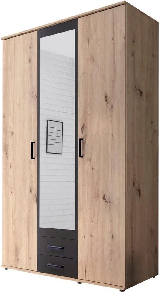 SCHLAFKONTOR Drehtürenschrank Artisan Eiche Anthrazit 3-Türer - Bild 3