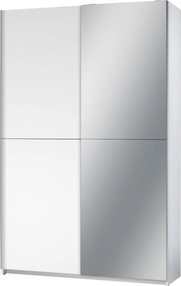Schlafkontor Schwebetürenschrank Weiß 6 Böden Spiegel - Bild 2