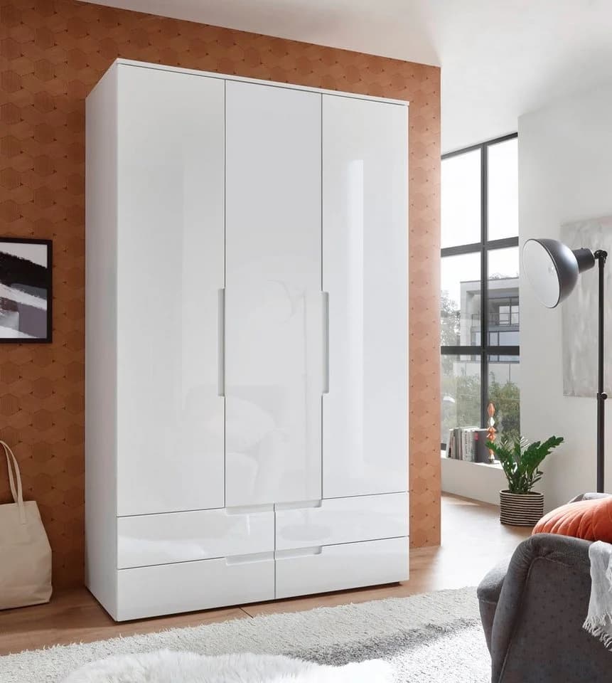 SCHLAFKONTOR Spice Drehtürenschrank Weiß Hochglanz - Bild 2
