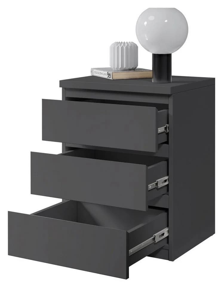 Schlafkontor Nachtkommode Olli Grau 3 Schubladen Modern - Bild 3