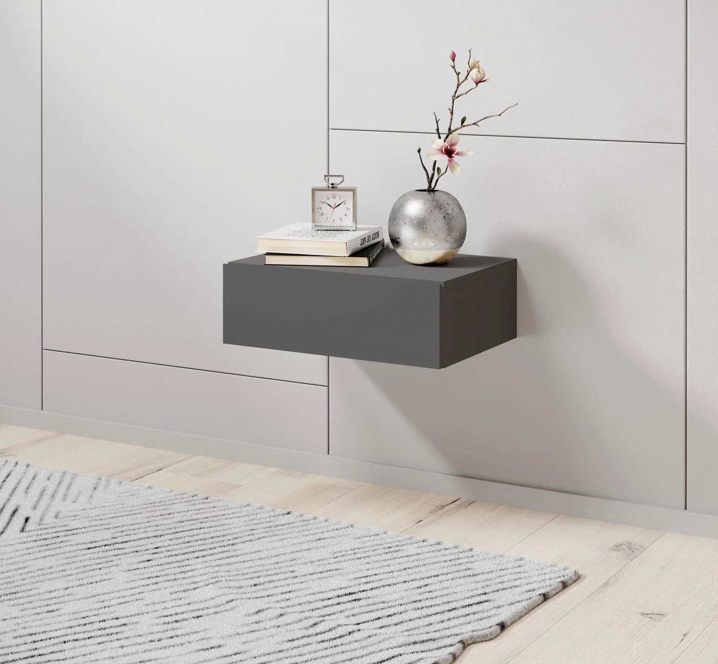 Nachtkommode Tajo Graphit Melamin Wandmontage