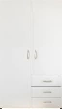 Schlafkontor Harry Drehtürenschrank Weiß mit 3 Schubladen Bild 3